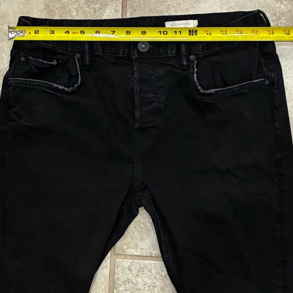 AllSaints Cigarette Skinny Black Jeans Button Fly Stretch Men’s 34x31 EUC - Picture 9 of 11